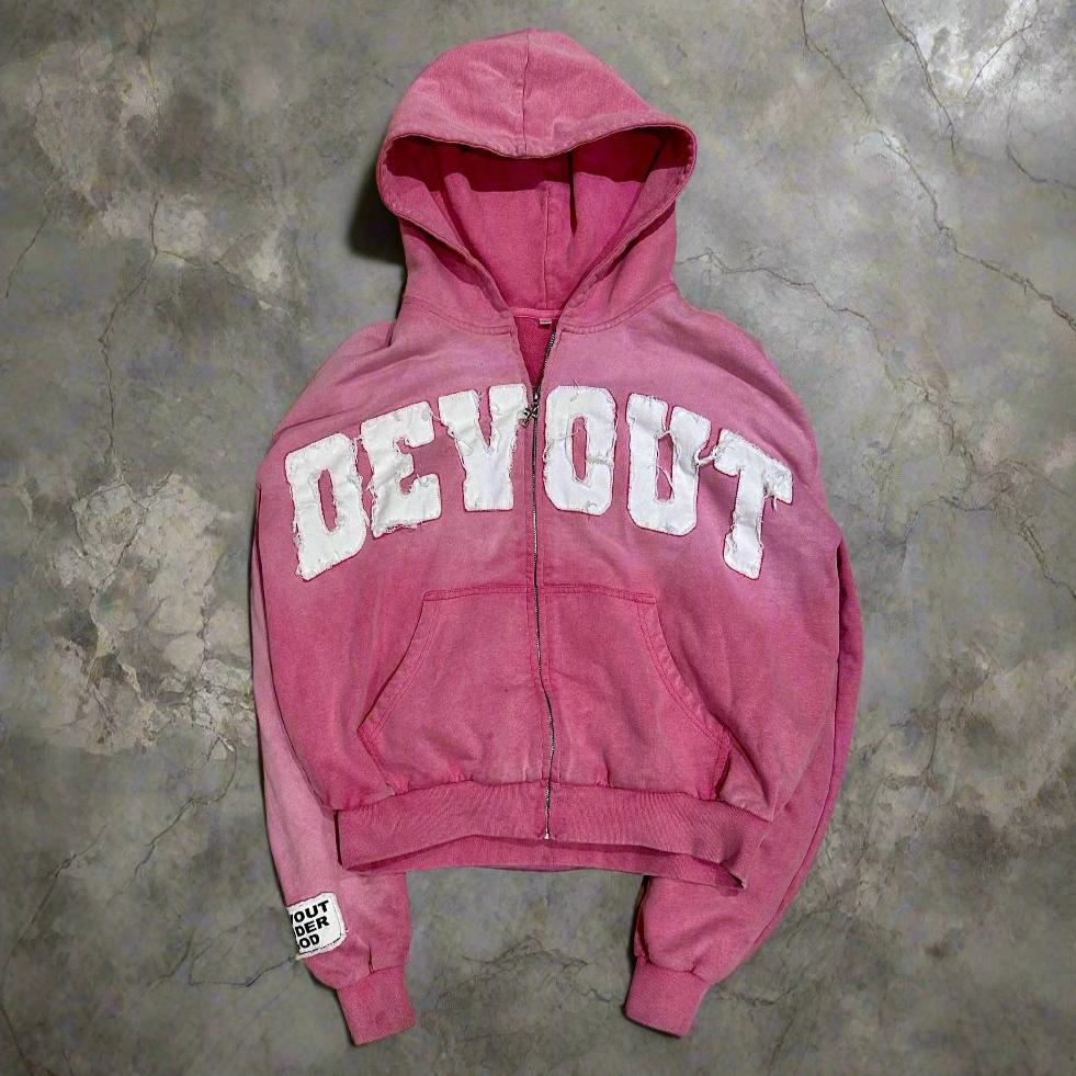 "DEVOUT" ESSENTIAL PINK ZIPUP